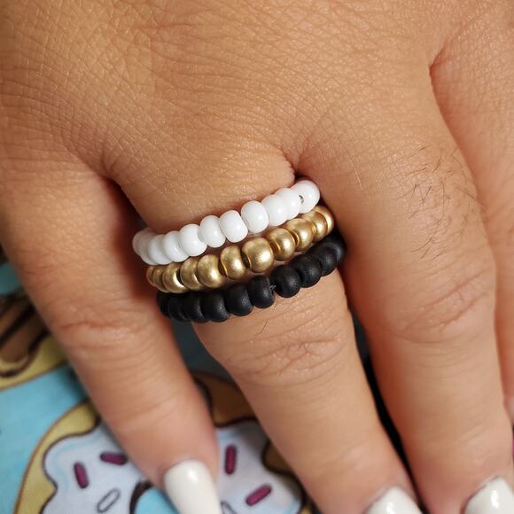 Seed Bead Flexible Rings - Lux Celebration - Picture 2 of 3